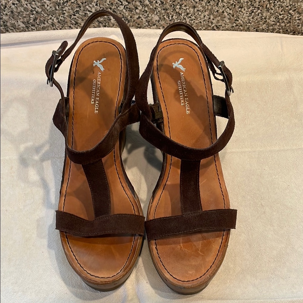 American Eagle Outfitters Dark Brown Strappy Sandals